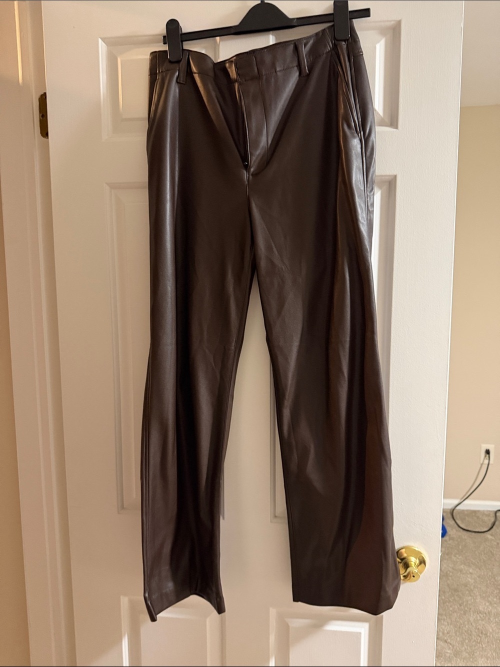 GAP Dark Brown Faux Leather Wide-Leg Pants